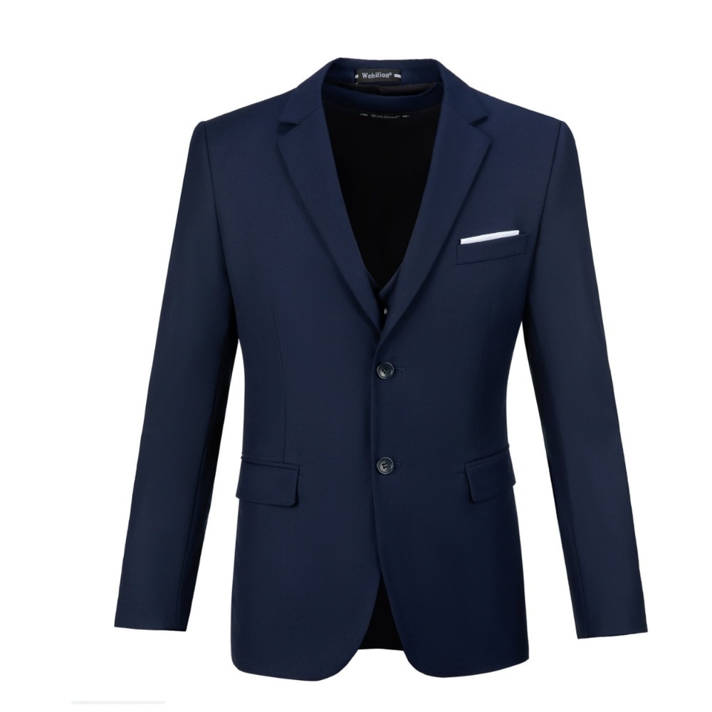 Wehilion Men's Premium Classic Navy Suit Jacket Separate Coat-Regular XXL